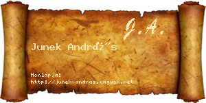 Junek András névjegykártya